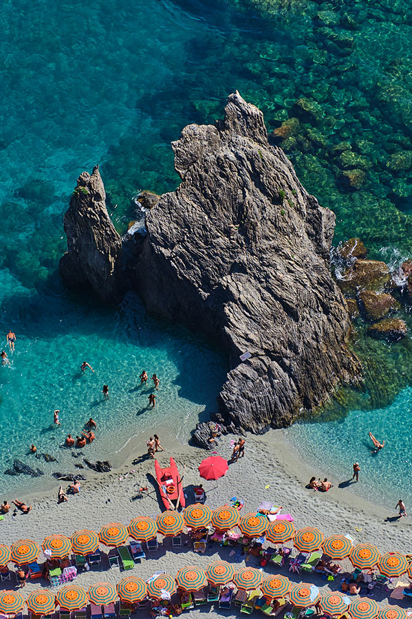Monterosso, Cinque Terre, Italy aerial photograph.