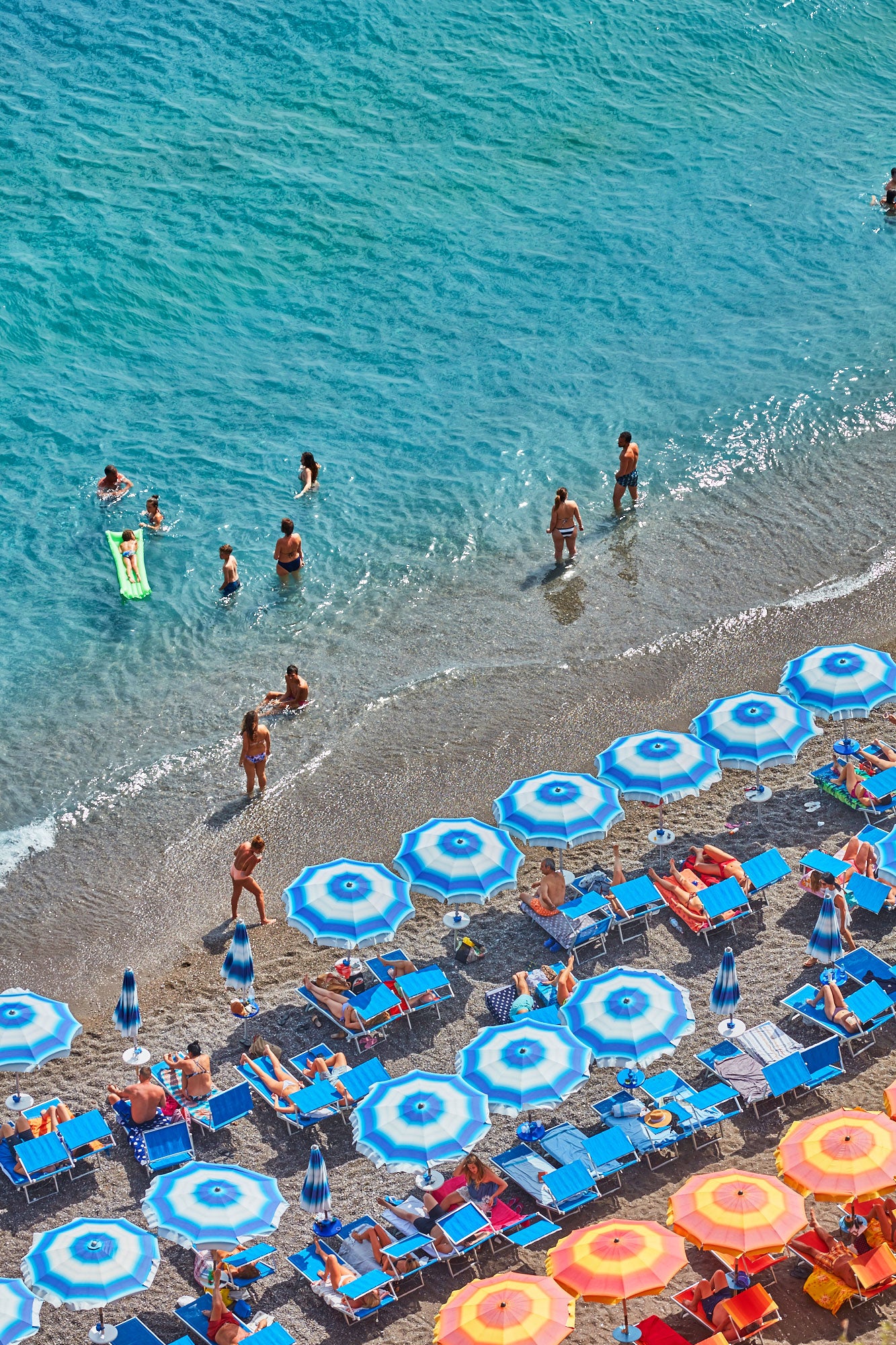 Blue Umbrellas Positano, Italy, Vertical Print