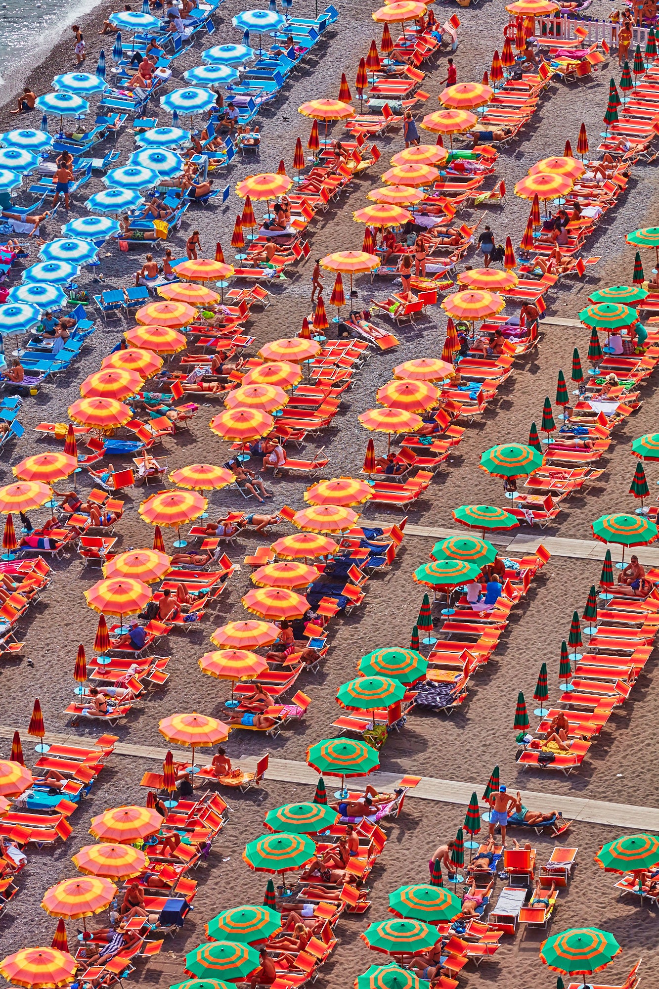 Orange Umbrellas Positano, Amalfi Coast, Vertical Print