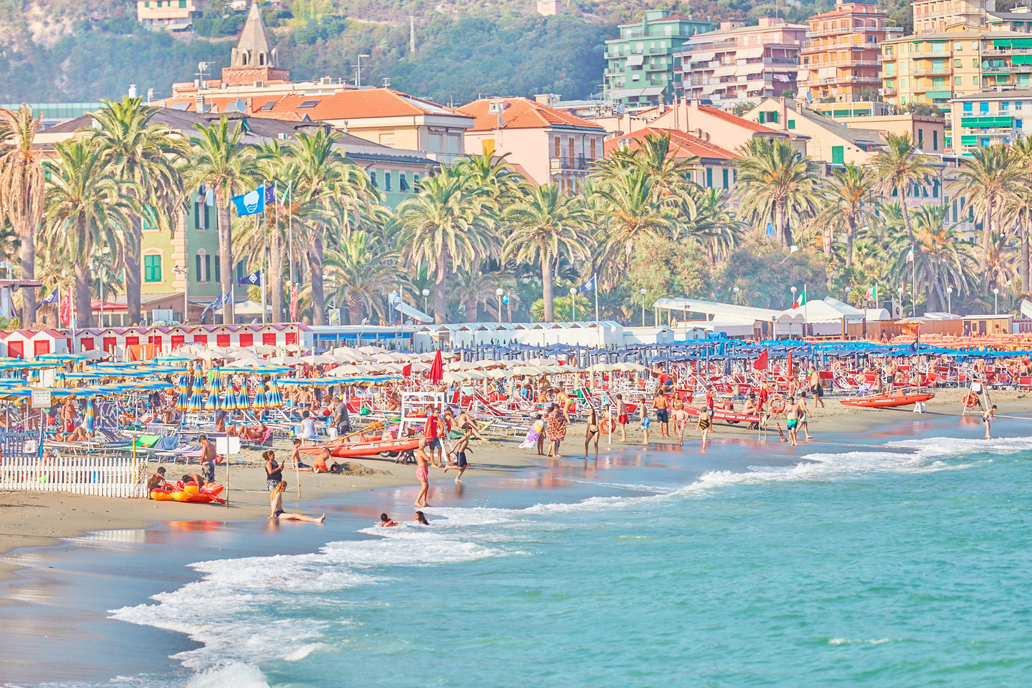 Varazze Beach, Italian Riviera, Horizontal Print