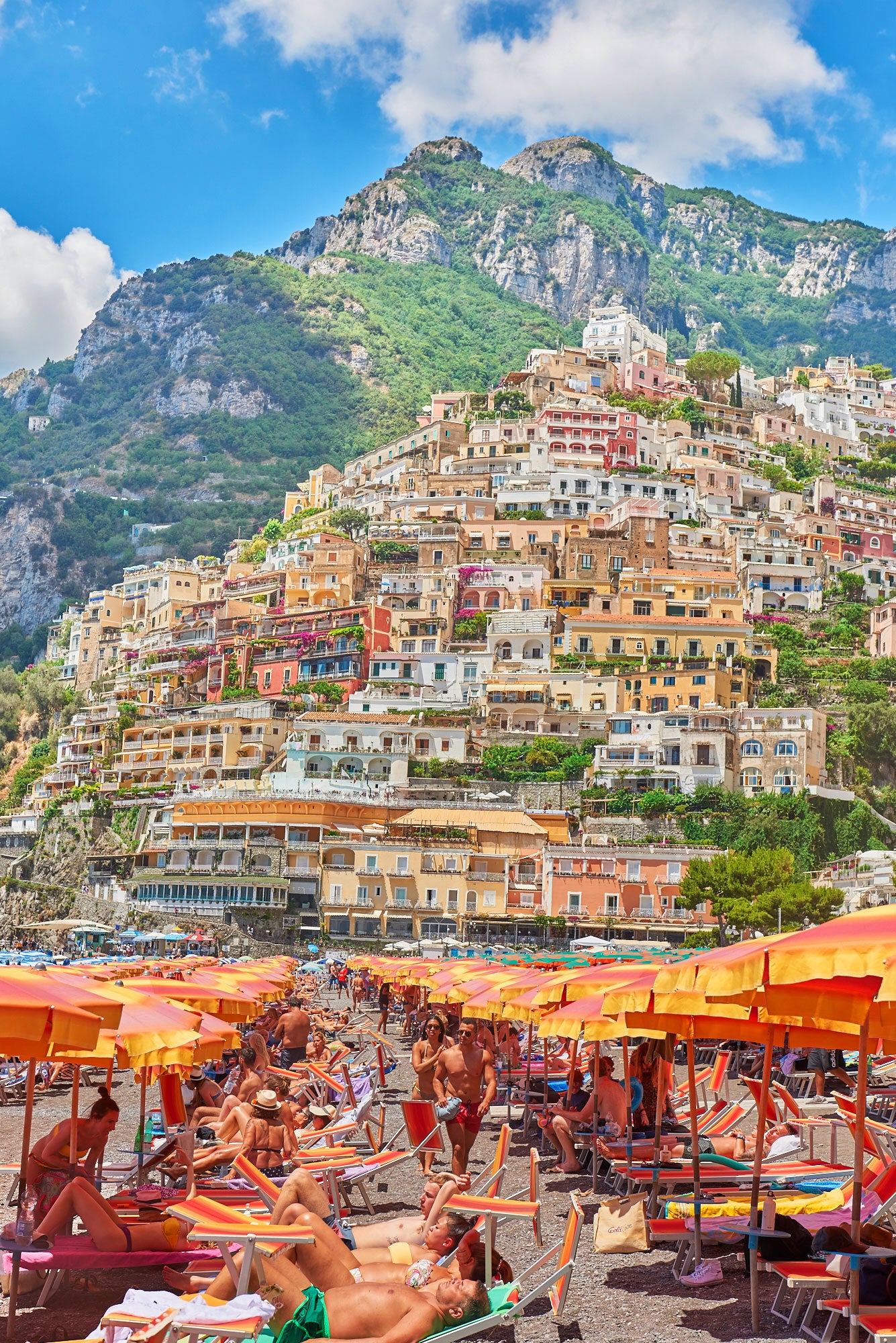 Positano Beach, Amalfi Coast, Vertical Print