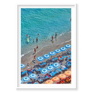 Blue Umbrellas Positano, Italy, Vertical Print