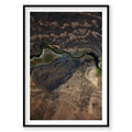 Aerial view of Icelandic geothermal hot spring with steaming water and moss-covered rocks, photography print by Remy Gerega
