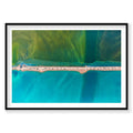 Aerial view of Carrarang beach with turquoise water and green lagoon, photography print by Remy Gerega