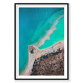 Aerial view of turquoise waters and sandy beach at Carrarang, photography print by Remy Gerega