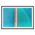 Aerial view of Flare beach at Carrarang with turquoise waters and sandy shoreline from above, photography print by Remy Ge...