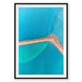 Aerial view of Carrarang's turquoise waters and pink sandy spit from above, photography print by Remy Gerega