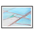 Aerial view of turquoise salt harvest ponds at Useless Loop Western Australia, photography print by Remy Gerega