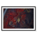 Aerial view of oxidized red geothermal pools in Iceland with mineral deposits, photography print by Remy Gerega