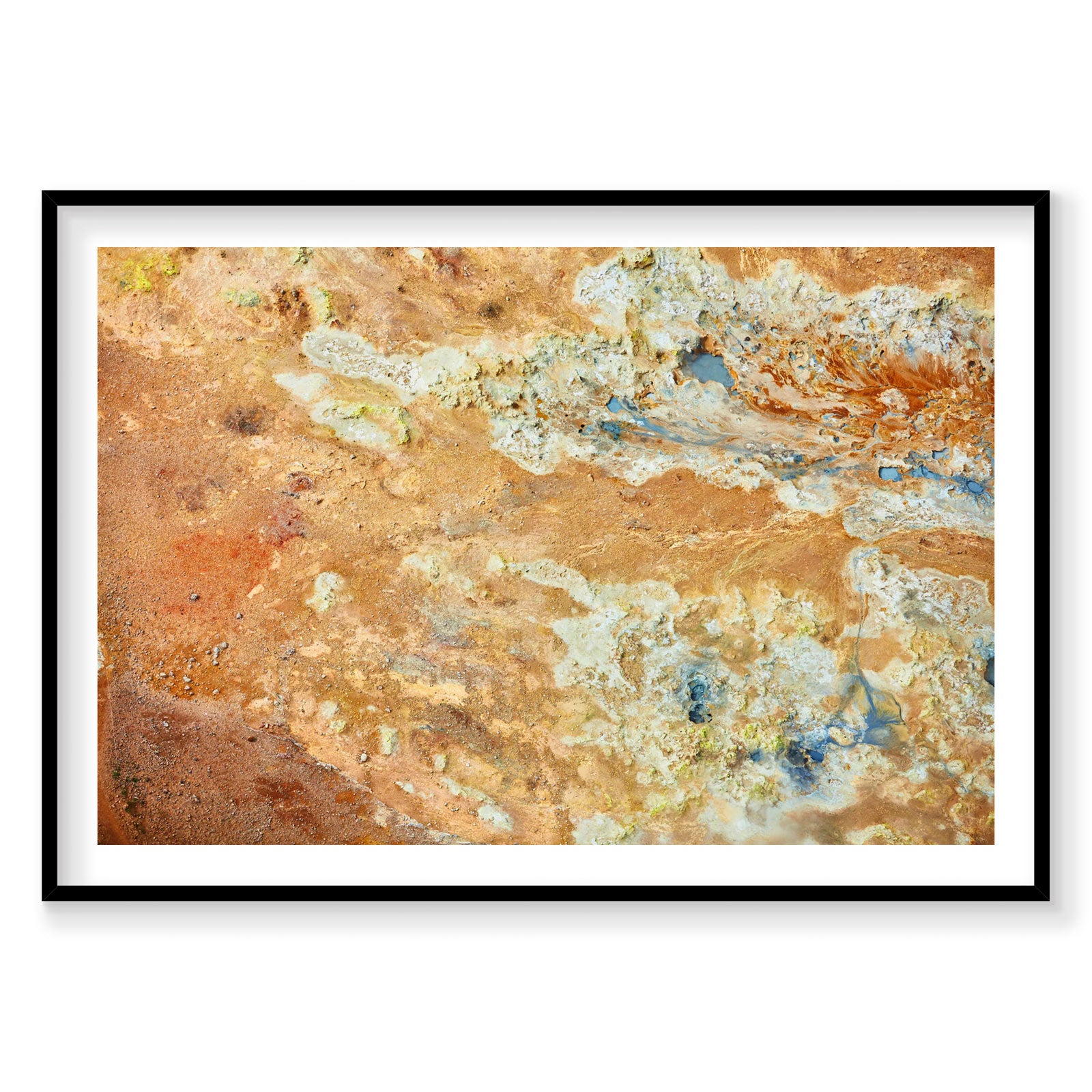 Geothermal hot spring with mineral deposits, Iceland aerial view, photography print by Remy Gerega