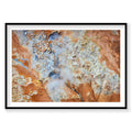 Aerial view of steaming sulphur geothermal hot springs Iceland, vibrant orange and blue mineral deposits, photography prin...