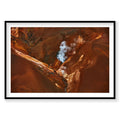 Aerial view of geothermal steam vents in rust-colored Icelandic landscape from above, photography print by Remy Gerega