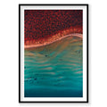 Aerial view of rippling turquoise waters and red algae at Shark Bay Western Australia, photography print by Remy Gerega