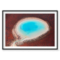 Aerial view of Blue Lagoon Shark Bay with turquoise waters and red algae, photography print by Remy Gerega