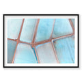 Aerial view of turquoise salt evaporation ponds with geometric patterns, photography print by Remy Gerega