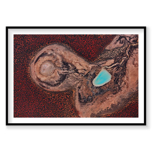 Aerial view of Shark Bay's internal crater and turquoise pool, photography print by Remy Gerega