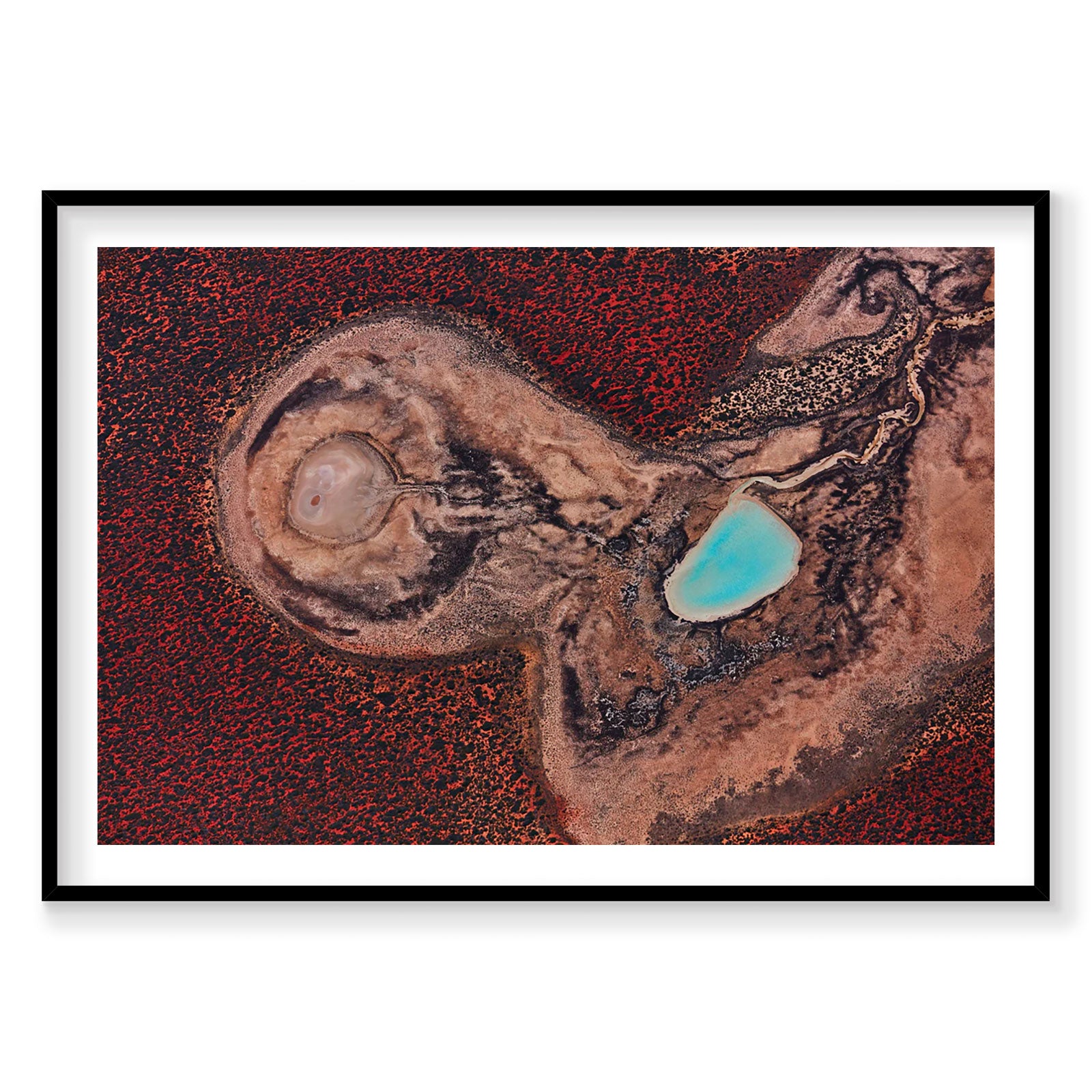 Aerial view of Shark Bay's internal crater and turquoise pool, photography print by Remy Gerega