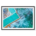 Aerial view of Icebergs Pool Sydney with turquoise lanes and crashing ocean waves, photography print by Remy Gerega