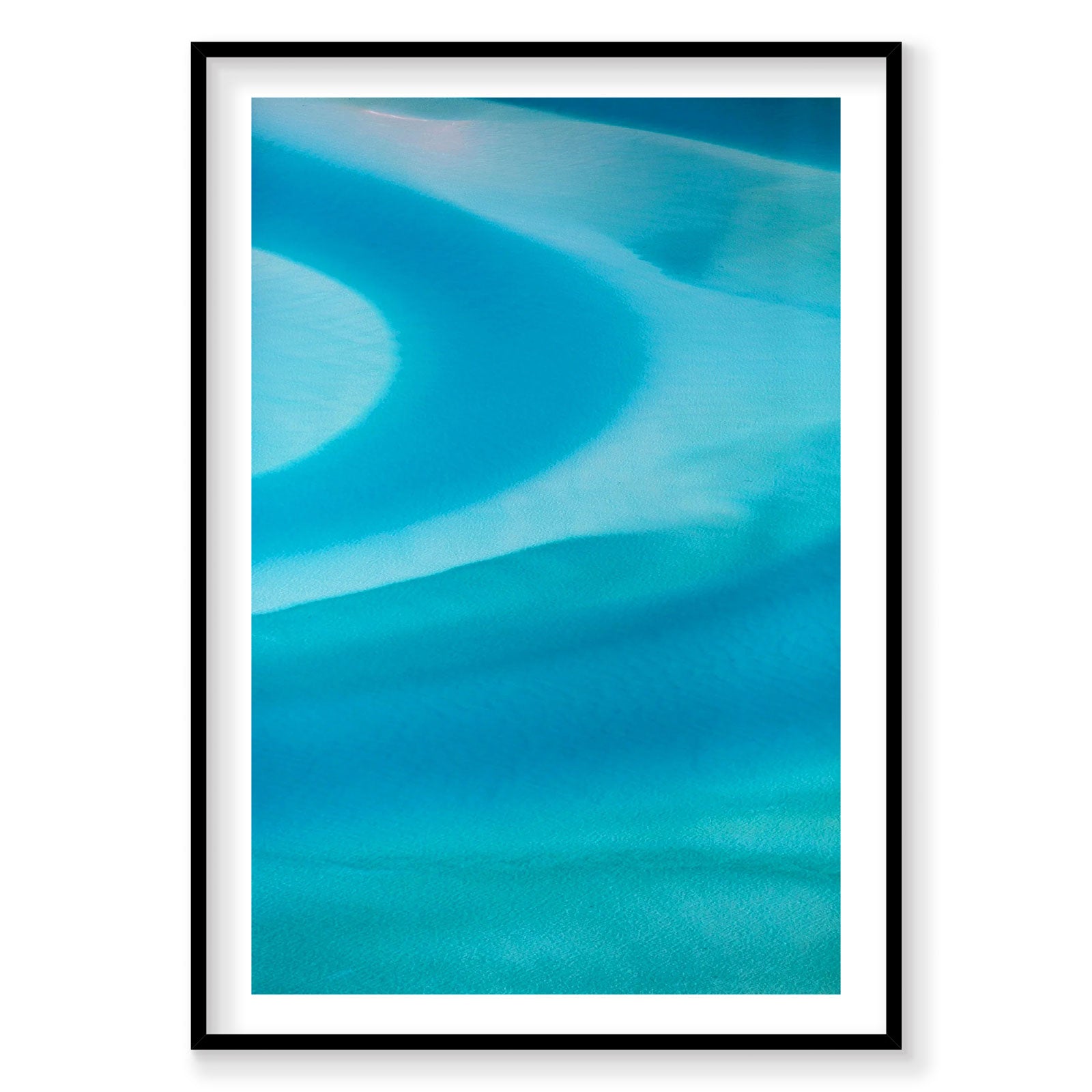 Aerial view of turquoise swirls at Whitehaven Beach from above, photography print by Remy Gerega