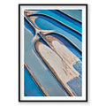 Aerial view of blue potash evaporation ponds with white salt deposits near Moab Utah, photography print by Remy Gerega