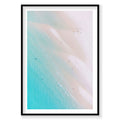 Aerial view of Whitehaven Beach turquoise waters and white sand shoreline from above, photography print by Remy Gerega