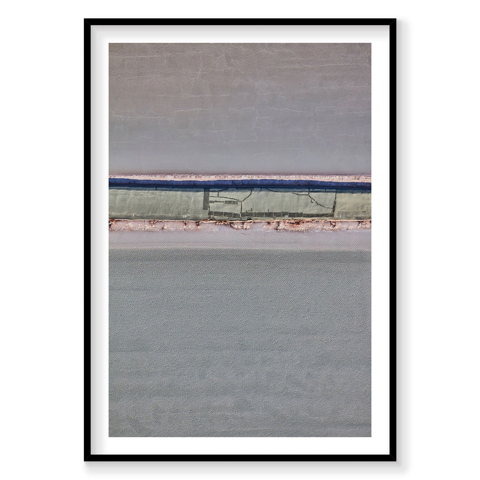 Aerial view of muted Moab landscape with layered earth tones and geometric patterns, photography print by Remy Gerega