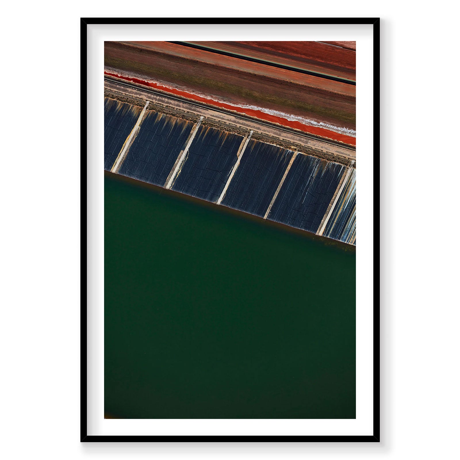 Aerial view of Alumina mining ponds Western Australia with geometric patterns, photography print by Remy Gerega