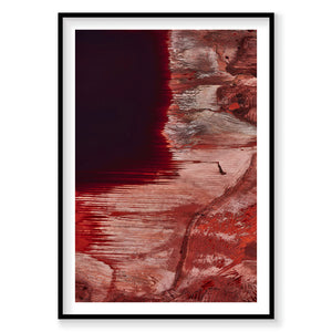 Aerial view of red bauxite mining landscape Western Australia from above, photography print by Remy Gerega