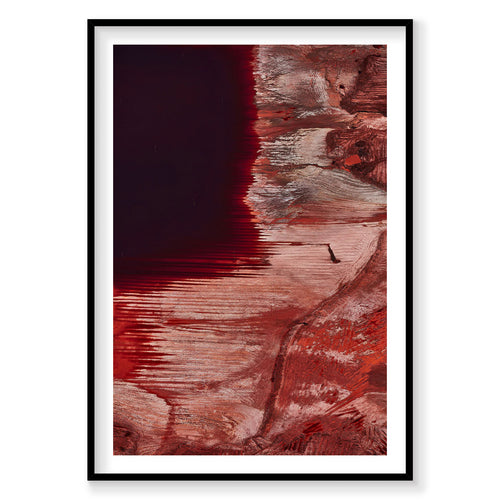 Aerial view of red bauxite mining landscape Western Australia from above, photography print by Remy Gerega