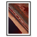 Aerial view of red mud patterns Western Australia with white salt lines, photography print by Remy Gerega