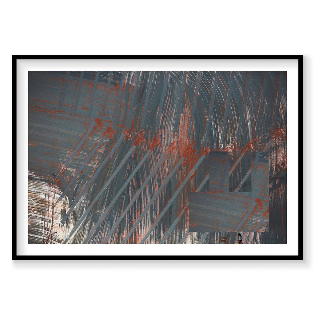 Aerial view of composite geometric patterns with red and blue lines on textured landscape, Western Australia, photography ...