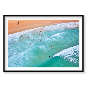 Aerial view of Dee Why Beach with turquoise waves and sandy shore, photography print by Remy Gerega