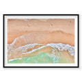 Aerial view of Curl Curl Beach with turquoise waves and golden sand, photography print by Remy Gerega