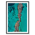 Aerial view of The Bridge at Rottnest Island with turquoise waters, photography print by Remy Gerega