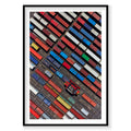 Aerial view of colorful stacked shipping containers at Botany Bay port, photography print by Remy Gerega