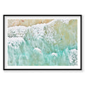 Aerial view of swimmers in turquoise ocean waves at Byron Bay, photography print by Remy Gerega