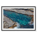 Aerial view of Clovelly Bay with turquoise water and crowded beach coves, photography print by Remy Gerega