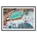 Aerial view of Bronte Baths turquoise ocean pool with crashing waves, photography print by Remy Gerega