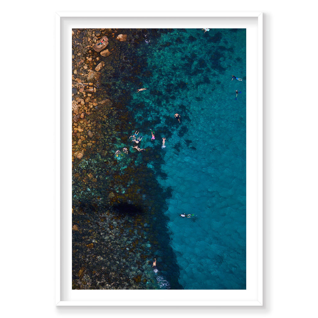 Cabbage Tree Bay Snorkelers, Vertical Print