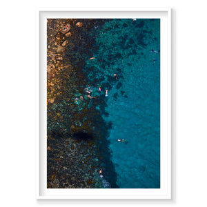 Cabbage Tree Bay Snorkelers, Vertical Print