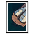 Aerial view of Sydney Opera House with white sails and turquoise water, photography print by Remy Gerega