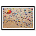 Aerial view of Tamarama Beach with colorful umbrellas and sunbathers, photography print by Remy Gerega