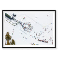 Aerial view of Dipper Express ski lift and snowy slopes at Lake Tahoe, photography print by Remy Gerega
