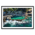 Aerial view of Bronte Beach ocean pool with turquoise water and crashing waves, photography print by Remy Gerega