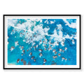 Aerial view of crashing white waves and rocky outcrops in turquoise ocean at Kalbarri, photography print by Remy Gerega