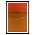 Aerial view of San Francisco Bay salt ponds with red and orange water partitions, photography print by Remy Gerega