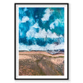 Aerial view of Kalbarri coastal waves and sandy beach with turquoise ocean layers, photography print by Remy Gerega