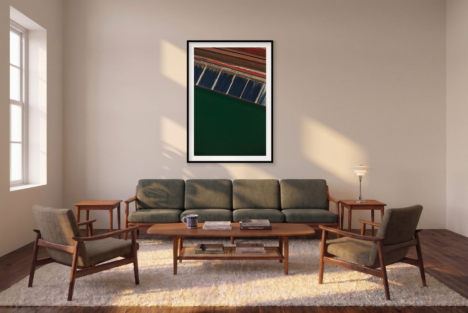 Alumina, Western Australia, Vertical Print shown framed in a living room