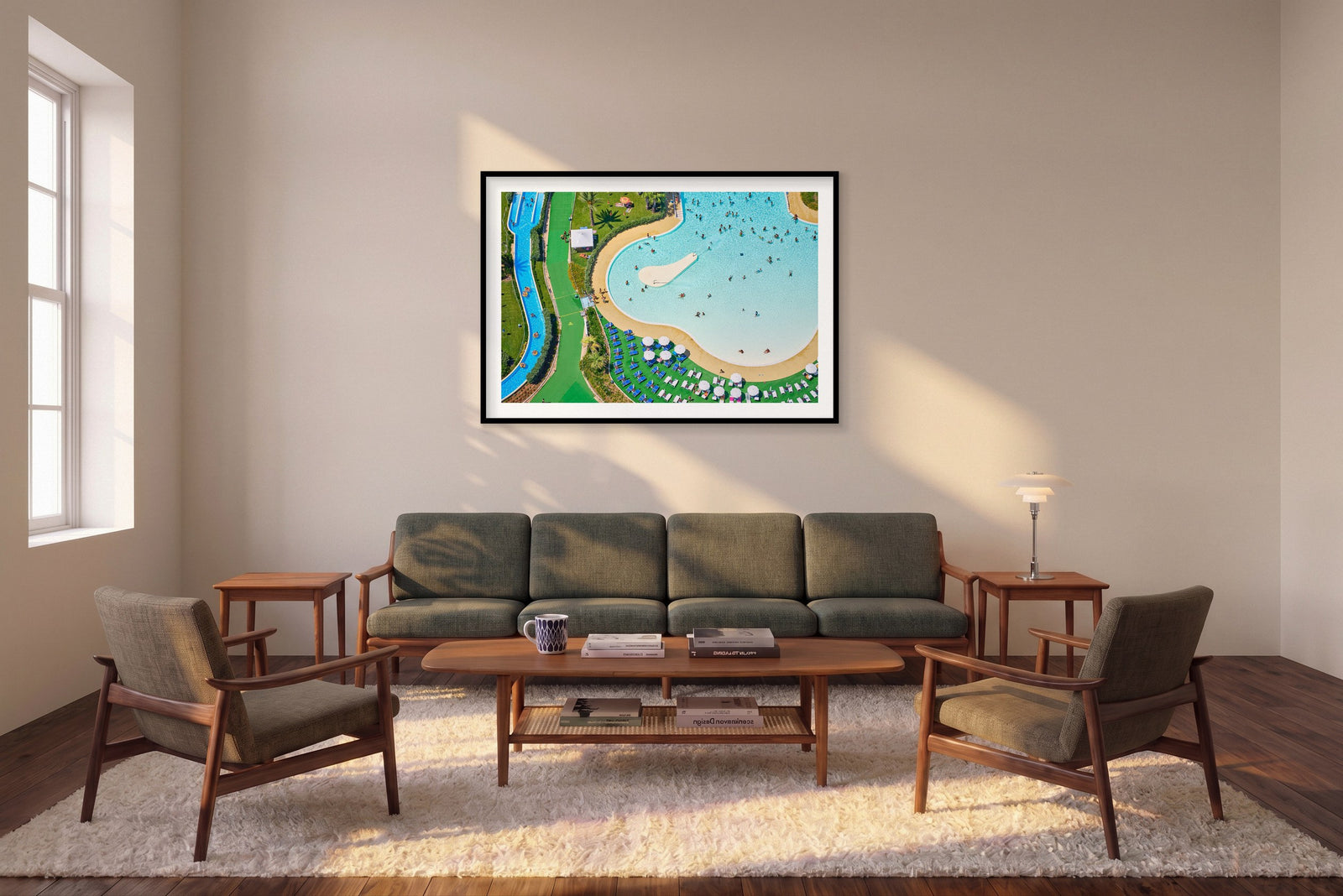 Aquapark Egnazia, Italy, Horizontal Print shown framed in a living room
