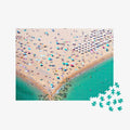 Aerial view of crowded Barcelona beach with turquoise Mediterranean water, 500 piece jigsaw puzzle by Remy Gerega